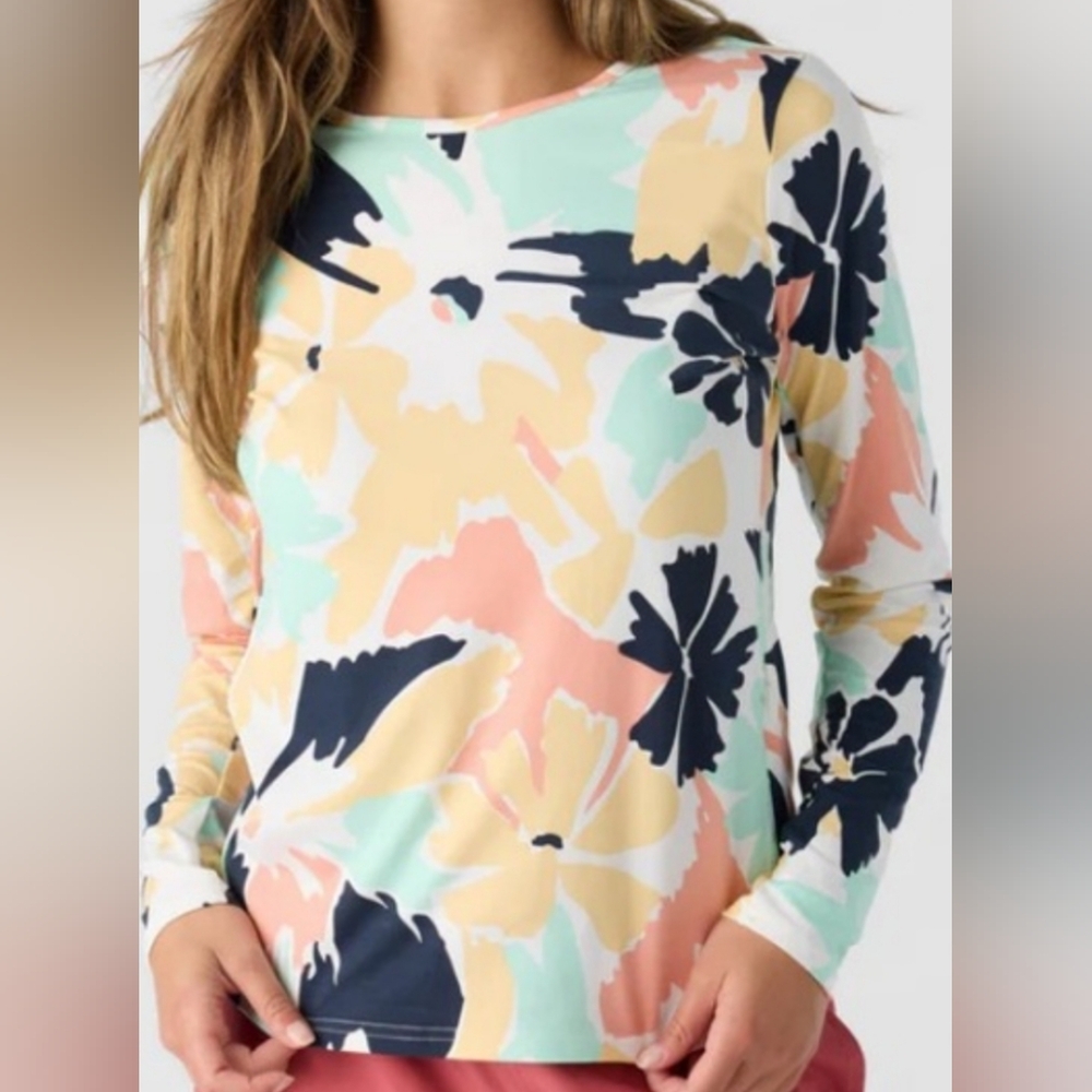 Hang Ten Sunray LS Sun TEE  XXL 50 UPF Stretch Lightweight Crew Neck Colorful